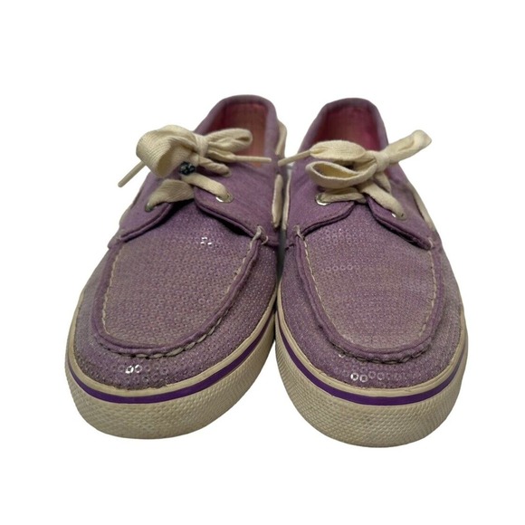 Sperry Women's Top-Sider Purple Lavender Sequin Lace Up Boat Shoes Size 8.5 - Picture 3 of 8